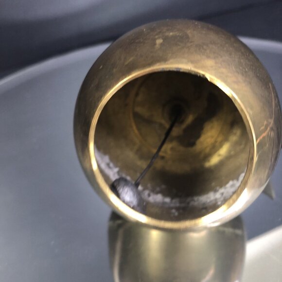 Brass Apple Bell Unpolished Natural Patina Home Decor School Teacher Gift IN - Picture 3 of 12